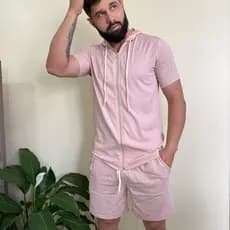 Conjunto Viscolinho Rosa Com Capuz