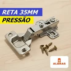 Dobradiça de Pressão Reta 35mm Baixa Aço Porta de Armário Cozinha Guarda Roupa Estante