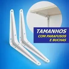 Kit 2 Suporte Mão Francesa Branco 13x15cm 15x20cm 20x25cm Parafusos Metal