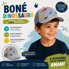 Boné Dinossauro Infantil Estampado Menino Telinha  Truck Estampado 1 a 5 anos