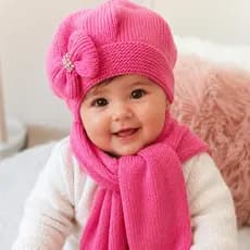 Kit Conjunto Touca e Cachecol Infantil com Strass  Menina Macio e Quentinho Bebe 3 a 18 Meses Estilo Lã