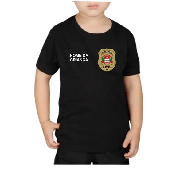 T-shirt camiseta policia civil sp infantil criança com nome gravado!