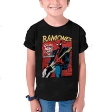 Camiseta Infantil Algodão T shirt Ramones Homem Aranha Rock