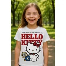 Camiseta Infantil e Juvenil Hello Kitty T-Shirt Menina Manga Curta Moda Blogueirinha 100% algodao evio rapido