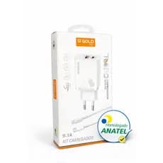 Carregador Turbo 9.1A A'Gold Pro USB-C PD + USB Rápido iPhone Android Homologado Anatel