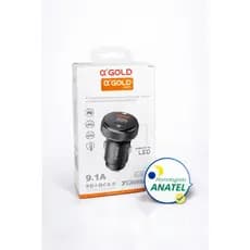Carregador Veicular Turbo 9.1A A'Gold Pro PD + QC4.0 USB e Tipo-C LED Homologado Anatel