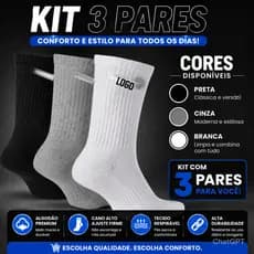 Kit Meias Esportivas Cano Alto Premium I Multimarcas [LOGO] I Conforto&Durabilidade I100%ALGODÃO I 2026