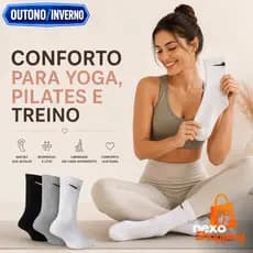 KIT Meia Feminina Esportiva I Yoga I Pilates I Caminhada I Vida Fitness I Para Academia I Algodão Premium I INVERNO 2026