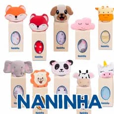 Naninha com Prendedor de Chupeta Paninho de Bichinho Antialérgico para Bebê