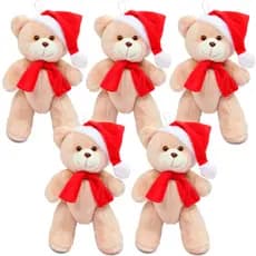 Kit 5 Ursinho Enfeite Decoração Árvore De Natal Pelúcia 29cm
