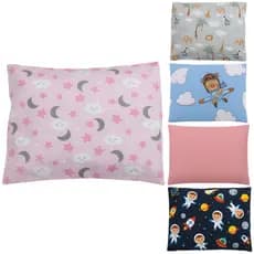 Travesseiro de Bebê com Fronha em Algodão Estampada Menino Menina 2 Peças Promoção