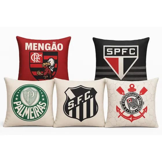 Capa Almofada Personalizada Time de Futebol 45x45 cm