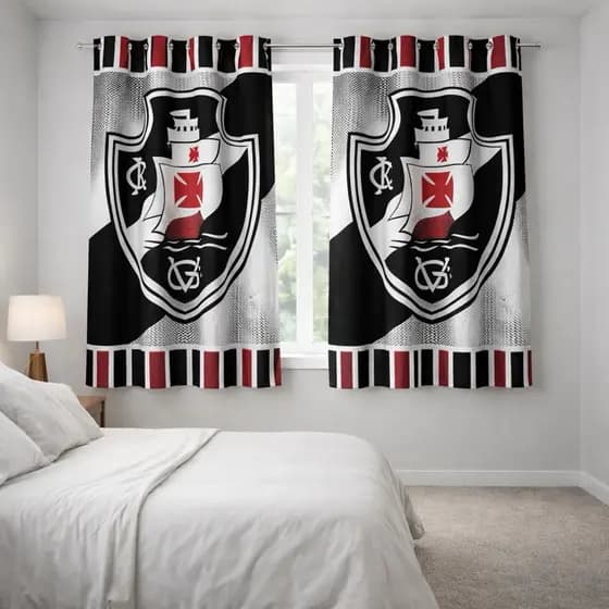 Cortina Personalizada De Time Futebol Brasileiro Estampa Vasco Da Gama