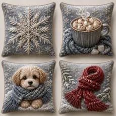 Kit 4 Capas de Almofadas Coleção Nevasca Inverno 45cm Estampada