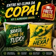 Kit 2 Capas de Almofadas COPA DO MUNDO BRASIL 45x45 cm Decorativas