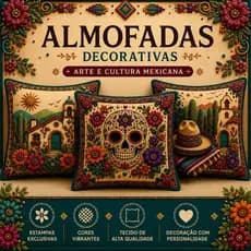Kit 03 Capas Almofada Mexicana Día de los Muertos 45X45 Estampa Premier