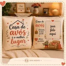Kit 02 Capas de Almofadas Dia Dos Avos 45cm Personalizada Sua Foto Aqui