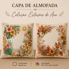 Kit 02 Capas de Almofadas Coleção Estações Do Ano 45cm Estampada Decoração Sala