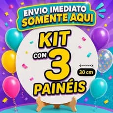 Kit Painéis 3 Redondo 30x30 cm Tecido Sublimado Escolha seu Tema
