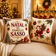 Kit 02 Capas de Almofadas Natal Personalizado 45cm Estampada Decoração Sala