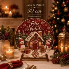 Painel Rodondo Natal Personalizado Festa Fim de Ano 30x30  Tecido Sublimado Decoração