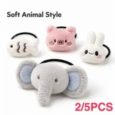 2/5 Pçs Leve Bonito Animal Laço De Cabelo Macio Dos Desenhos Animados Elástico Faixa Para Modelar Com Forma Compacta E C