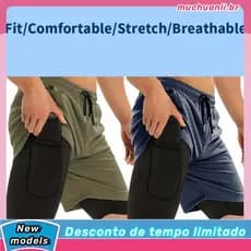 KIT 3 shorts 2 em 1 masculino academia conforto