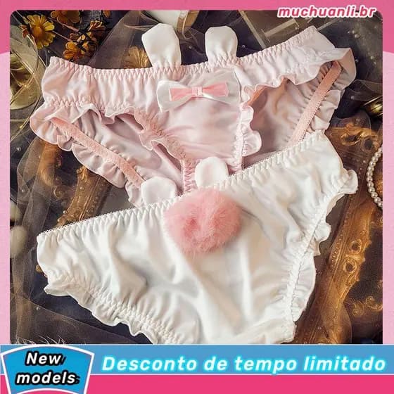 Calcinha japonesa feminina doce menina estudante coelho bola cintura baixa renda guarnição tentação Hip-coberto algodão