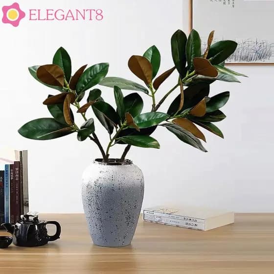 Planta De Magnólia Artificial AELEGANT , 2 Garfos Grande Ramo De Árvore Simulada , Plantas Artificiais Artesanais