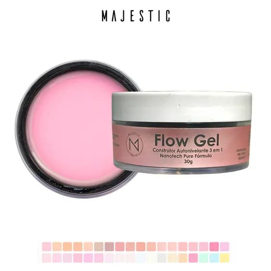 Flow gel AUTONIVELANTE (46 cores) Média Viscosidade Alongamento Majestic Nails