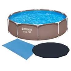 Piscina Estrutural 5000 Litros + Capa Cobertura + Lona Forro Proteção - Bestway