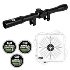 Luneta 4x20 Ar15 Sport + Rossi Sport 5.5mm + 100 Alvos De Papel