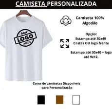 Camiseta Personalizada Básica Streetwear 100% Algodão Sua Logo Estampa Frente Costas