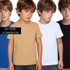 Camiseta Infantil Básica Lisa Algodão Cores Unissex Atacado Camiseta Escolar