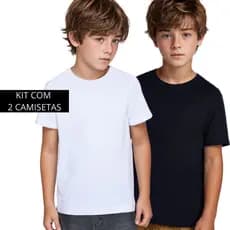 kit 2 Camisetas Juvenil Algodão Infantil Menina E Menino Básica Camisa Lisa Diversas Cores