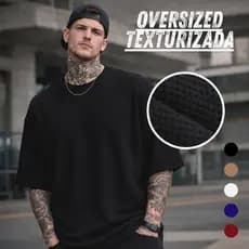 Camisa Oversized texturizada Camiseta Canelada Oversized Streetwear Casual