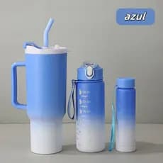 Kit 3 Garrafa Copo Agua Squeeze C/ Adesivos Lembretes beber Agua Tendencia NOVA