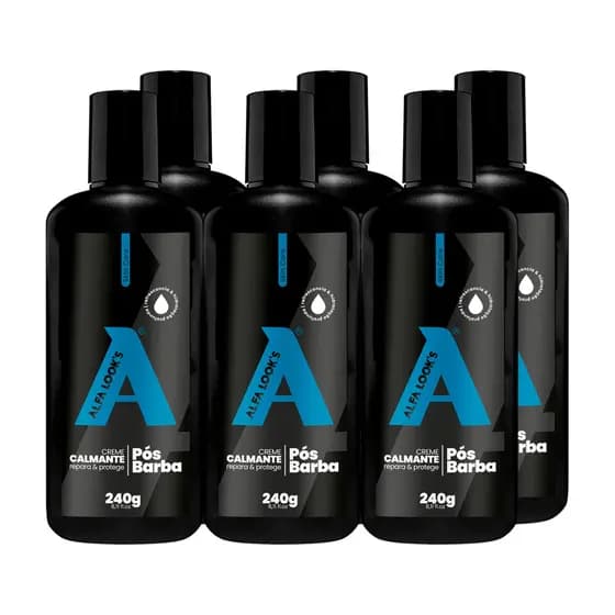 Kit 6 Creme Calmante Pós Barba Menthol 240gr - Alfa Look'S