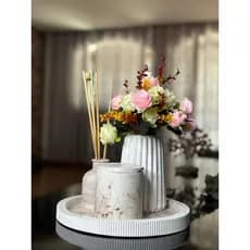 conjunto decorativo banheiro, vasos, jarro de flor, kit 4 peças, dia das mães, sala, banheiro, centro de mesa