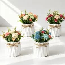 Vaso Decorativo Kit 4 Vasinhos De Planta Enfeite Sala Escritório Cachepot Para Flor Artificial Suculenta