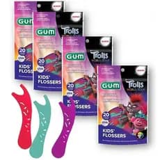 Fio Dental Infantil Gum Flossers Trolls 80 Unidades