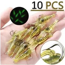 Kit Com Iscas Artificiais Camarão Aromatizado com Anzol de 4 cms e 1,2 gramas