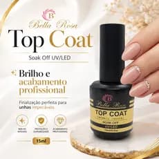 Kit até 3 Top Coat UV LED Bella Rosa 15ml Finalizador Brilho Profissional Soak Off