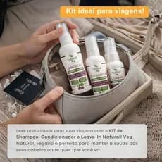 Kit Shampoo Condicionador Leave-in cabelos hidratação bolsa mochila pratico basico malas bolsa de mão