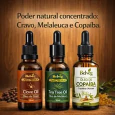 Kit 3 Óleos Contra Fungos e Micose |Copaíba, Melaleuca, Cravo| 30ml Ação Antisséptica e Cicatrizaçao Unhas e Cabelos