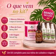Kit Reconstrução Capilar 400g + Óleo de Cravo Belveg 30ml
