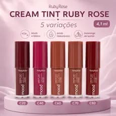 Kit Cream Tint Mood Ruby Rose 3 em 1 Batom Blush Sombra Escolha a Cor