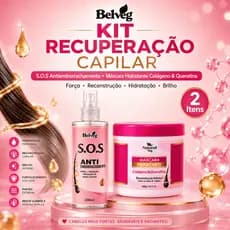 Kit Cronograma Capilar SOS Antiemborrachamento + Máscara Hidratante Colágeno e Queratina Reconstrução Pós-Química