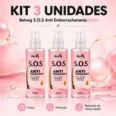 S.O.S Anti Emborrachamento Belveg 200ml Força Proteção e Reposição de Massa Capilar