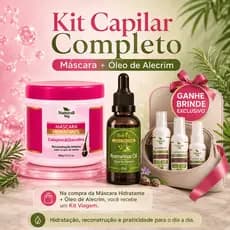 Kit Reconstrução Capilar 400g + Óleo Alecrim, Copaiba, Melaleuca, Ricino, Coco, Cravo 30ml e Brinde Viagem